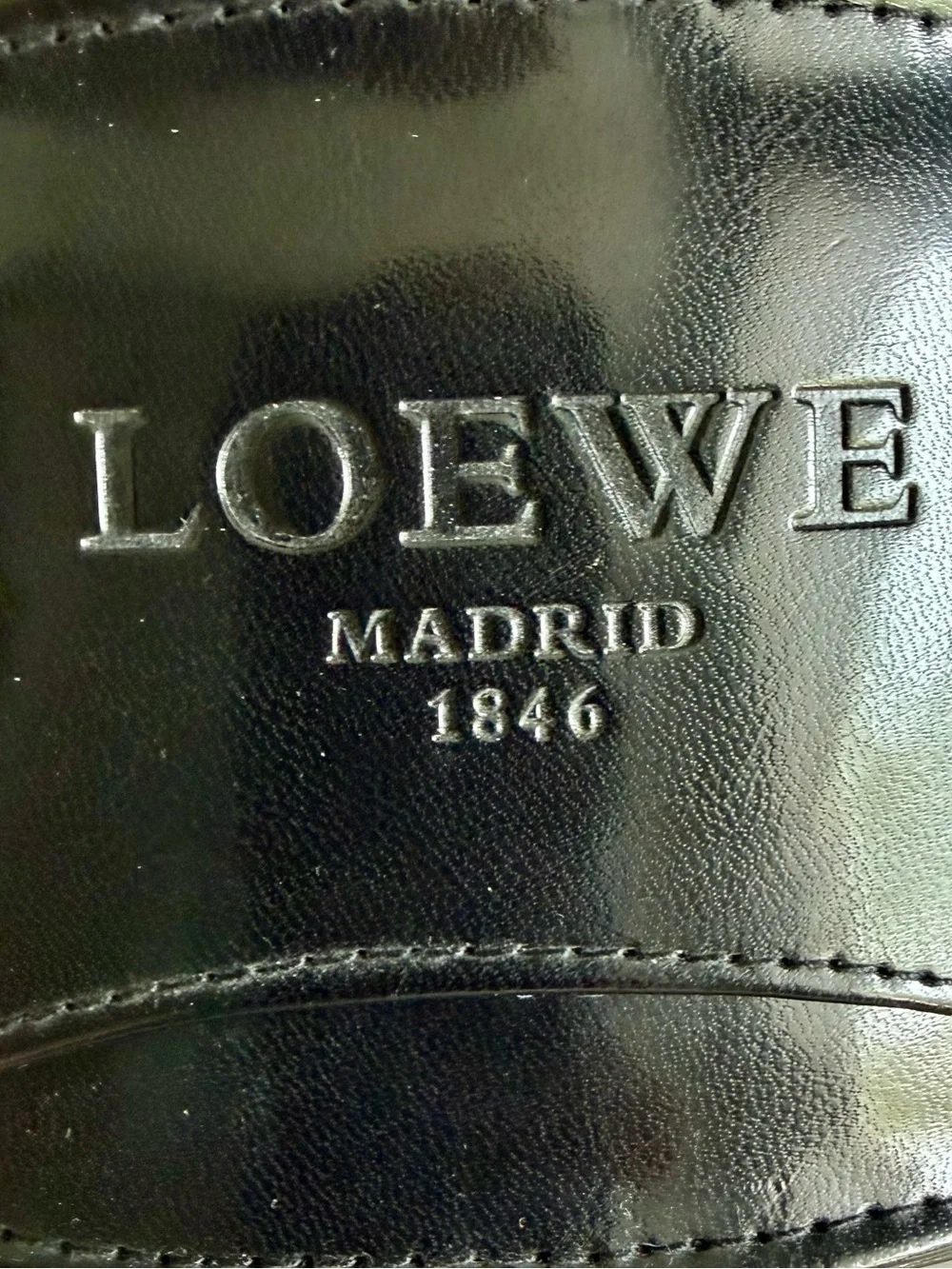 NWT Loewe Oversized Black Enamel Sunglasses Italy w/ Leather Case